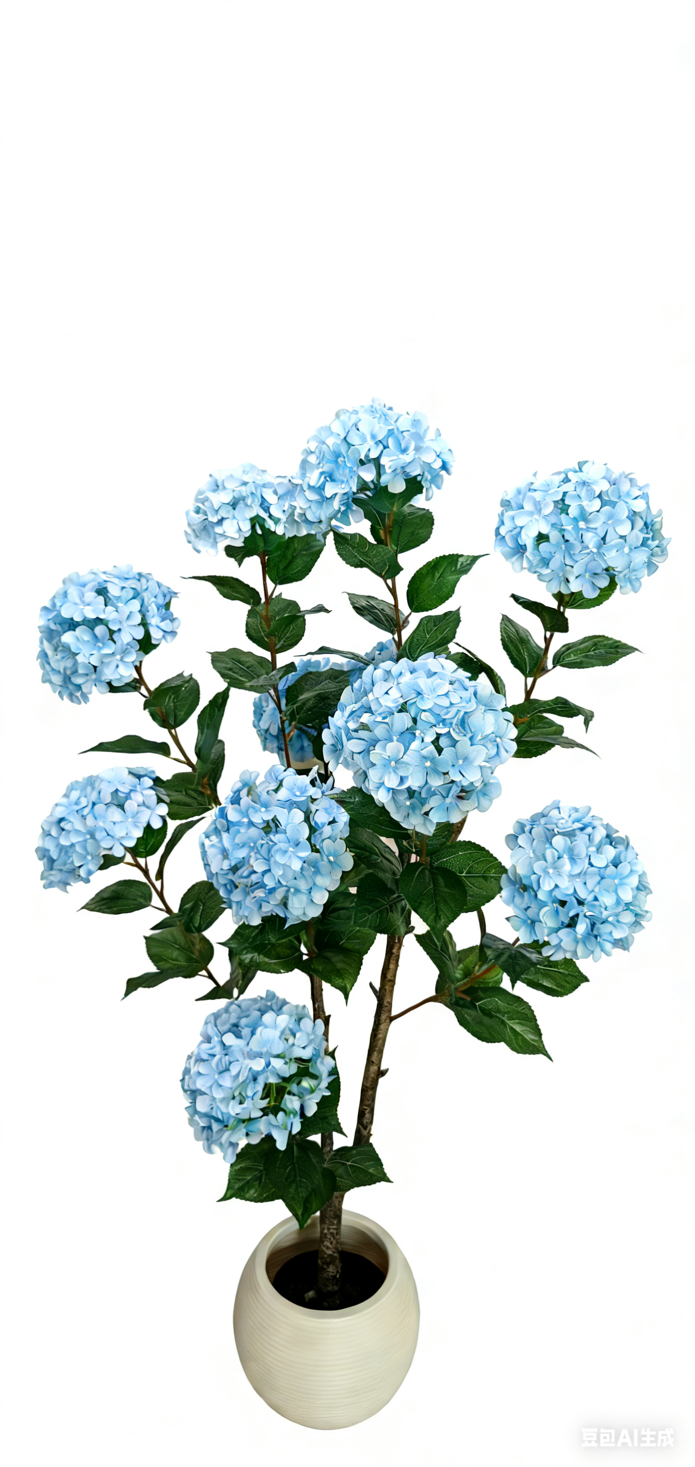artificial hydrangea flowers in vase